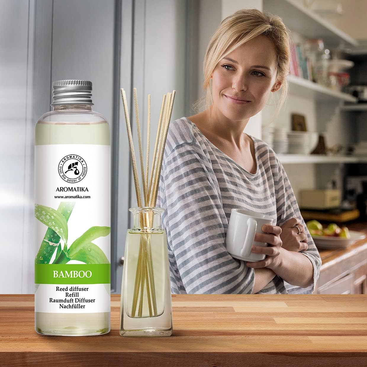 Bamboo Refill Reed Diffuser with Lemongrass Oil 68 Fl Oz