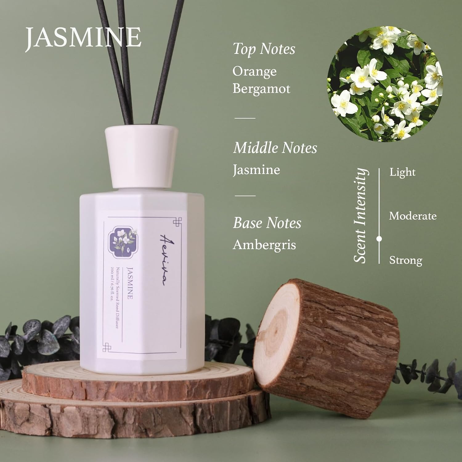 Aeviva Jasmine Reed Diffuser Set 676 Fl Oz