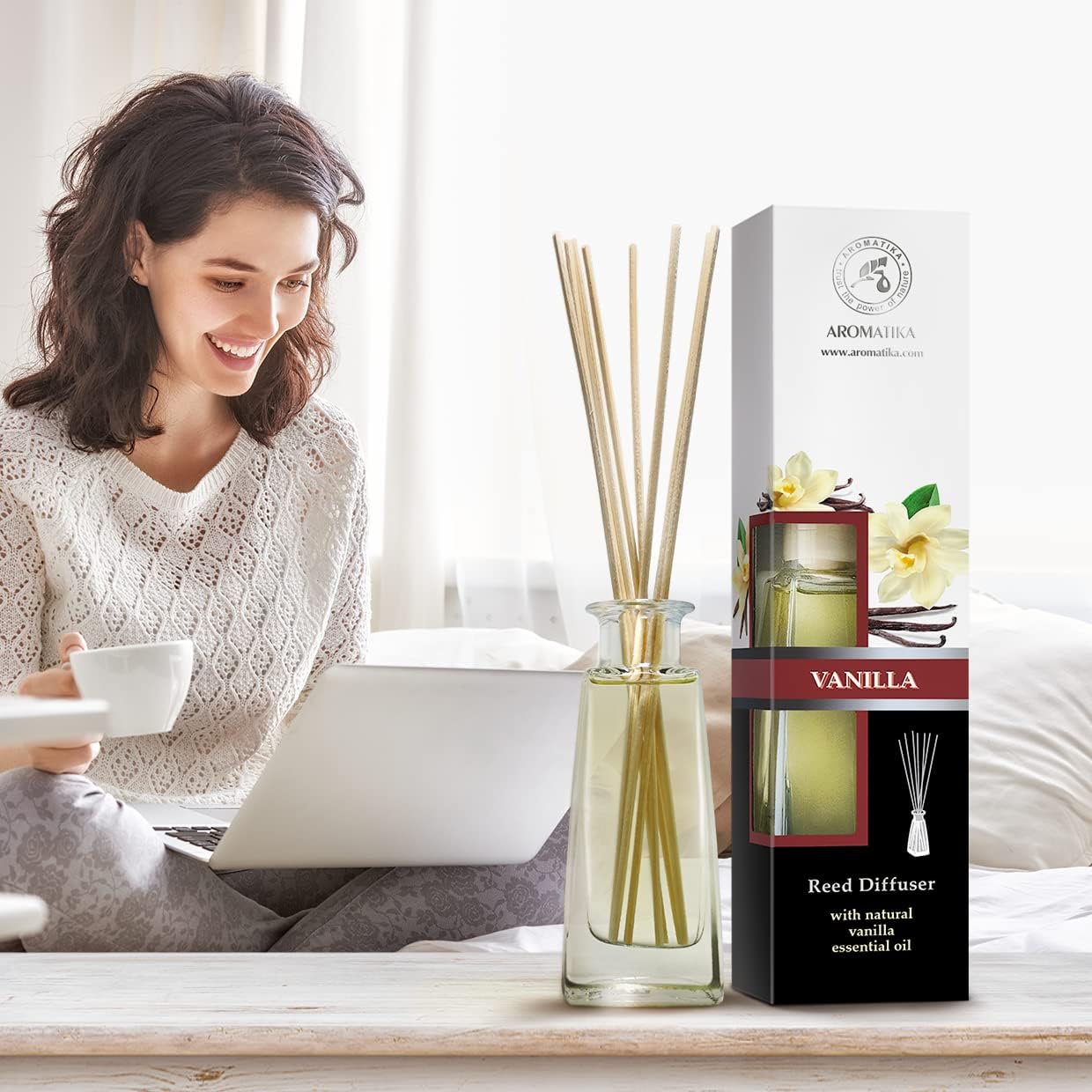 Aromatika Jasmine and Vanilla Reed Diffuser Set
