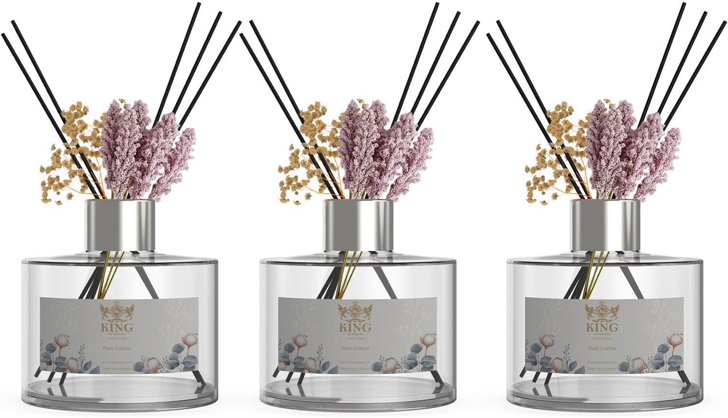 KING OF SCENTS 200ml Pure Cotton Reed Diffuser Set Pack of 3