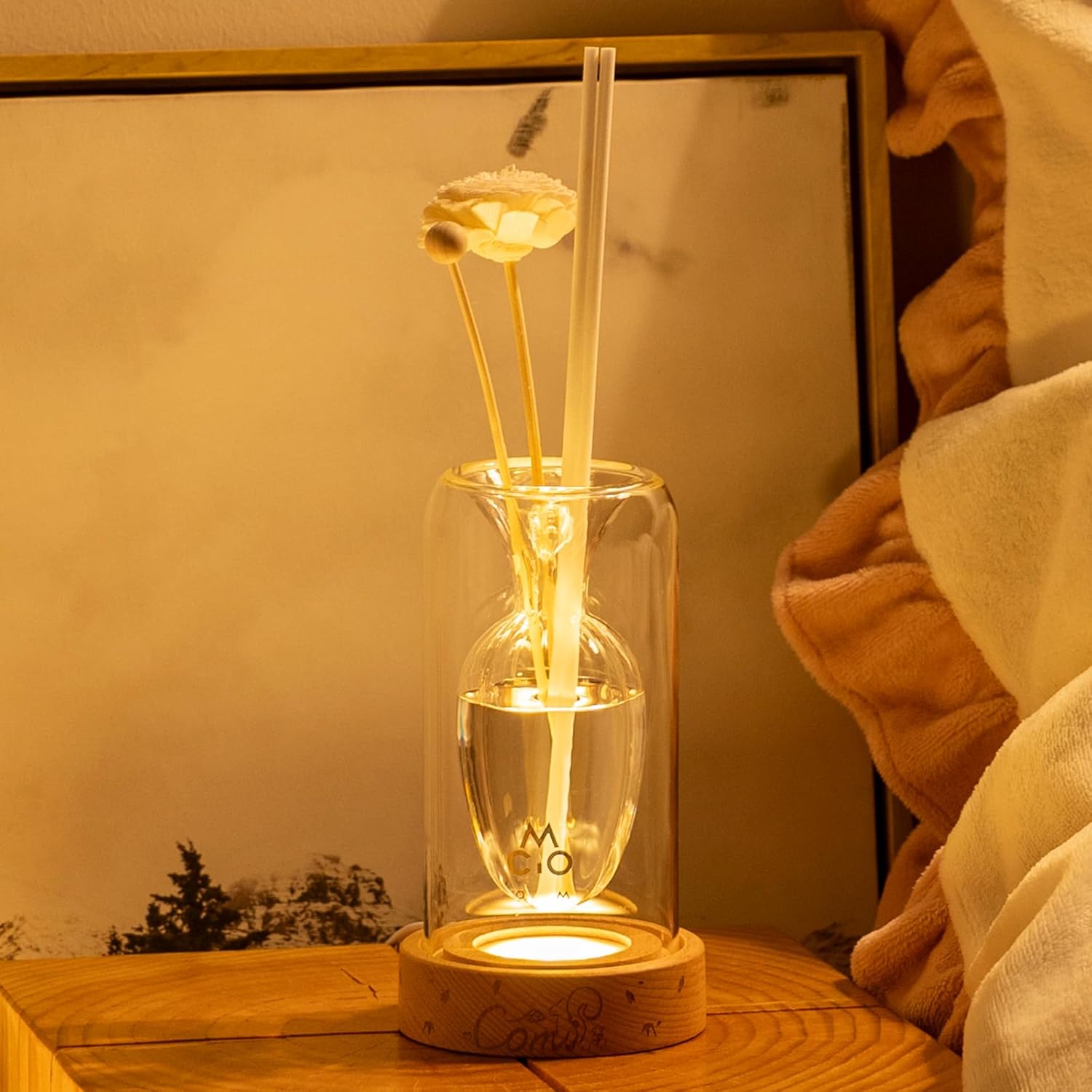 COMI Glass Reed Diffuser Set with Night Light