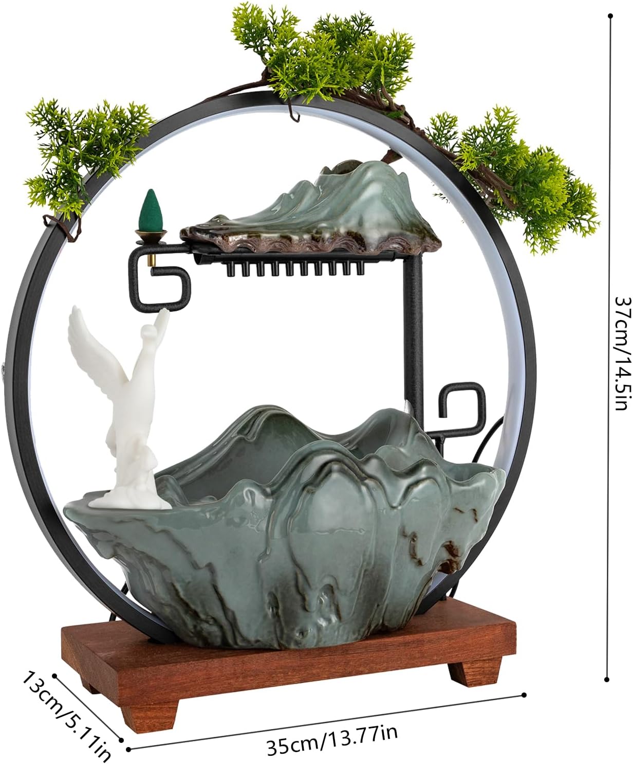 Small Indoor Fountain with LED and Reflux Incense