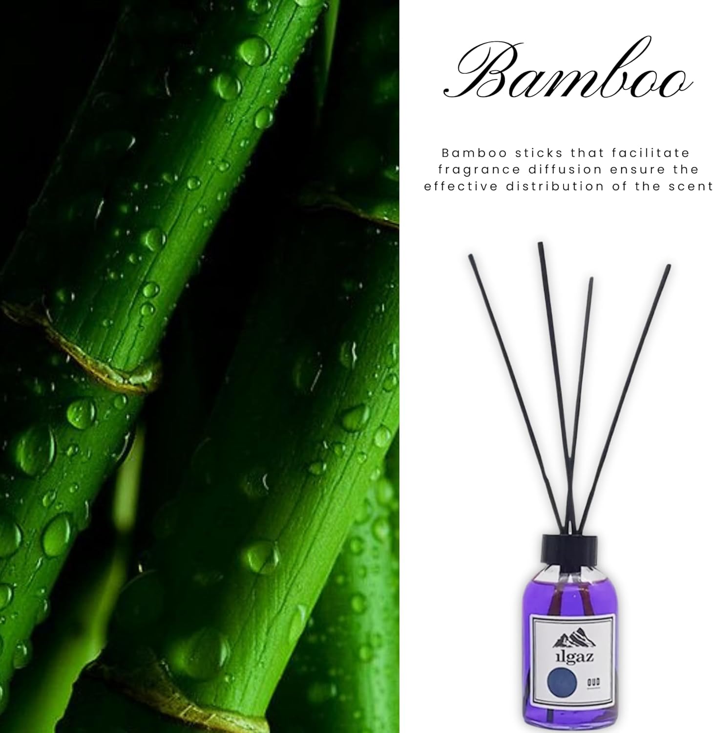 Bamboo Reed Diffuser Set with Oud Fragrance