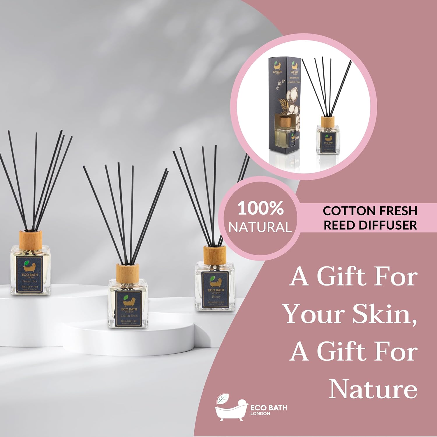 Eco Bath London Reed Diffuser Set - Cotton Fresh