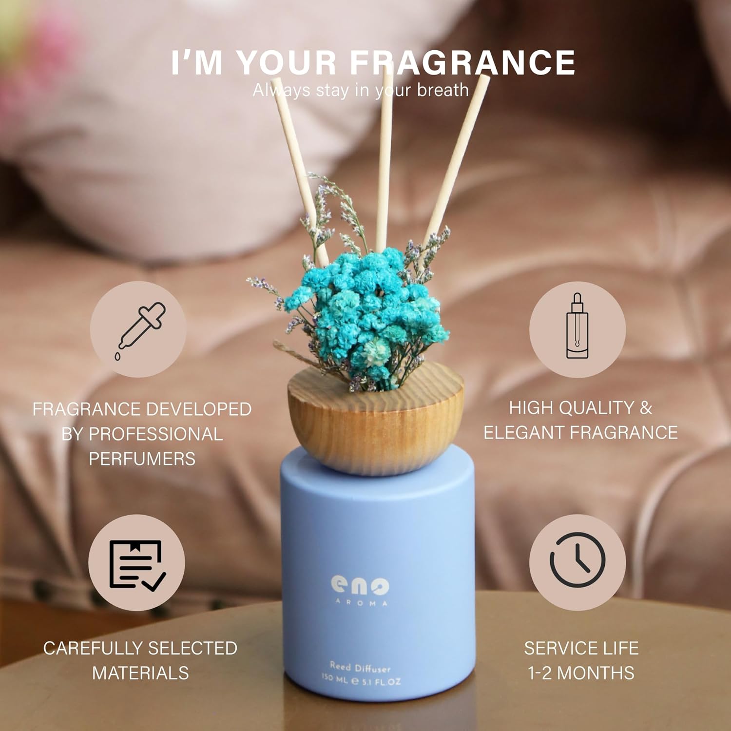 SOXCOMFY Reed Diffuser Set with Dried Flowers