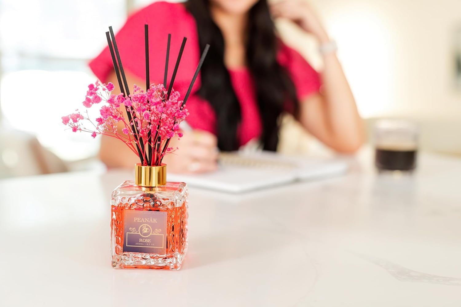 PEANAK Reed Diffuser Set Rose Honey 67oz Set of 2