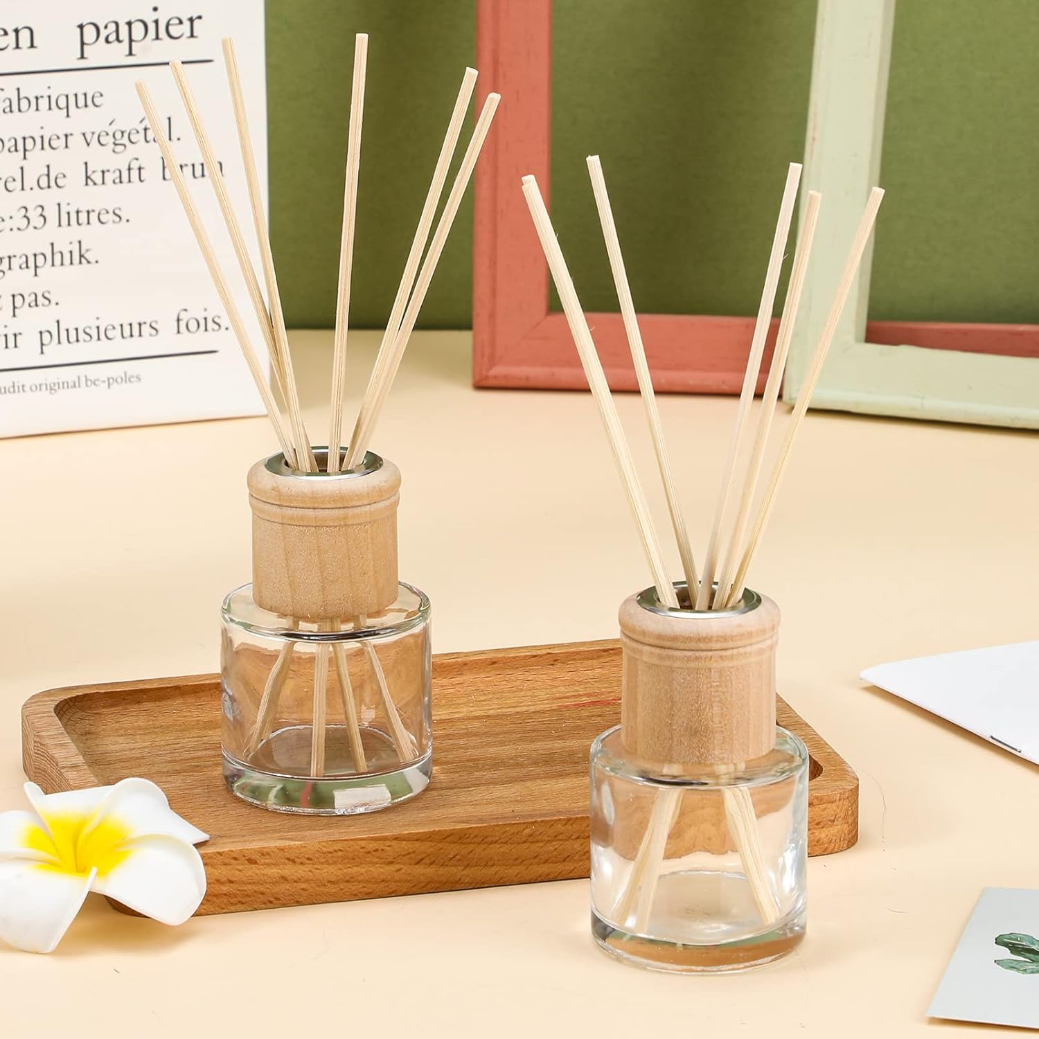 Roshtia 40 Piece Reed Diffuser Set with Glass Bottles and Wooden Caps