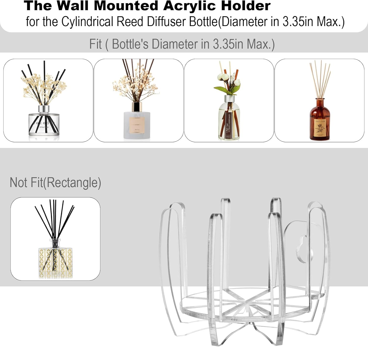 Preserved Flower Reed Diffuser Holder No-Drill Wall Mount