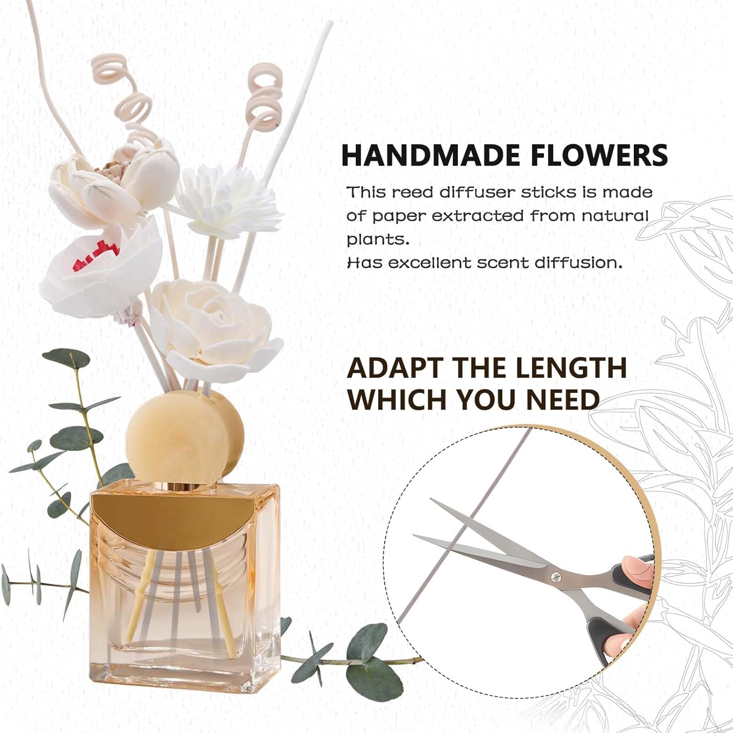 Oxmidud Flowers Reed Diffuser Sticks Set 8pcs