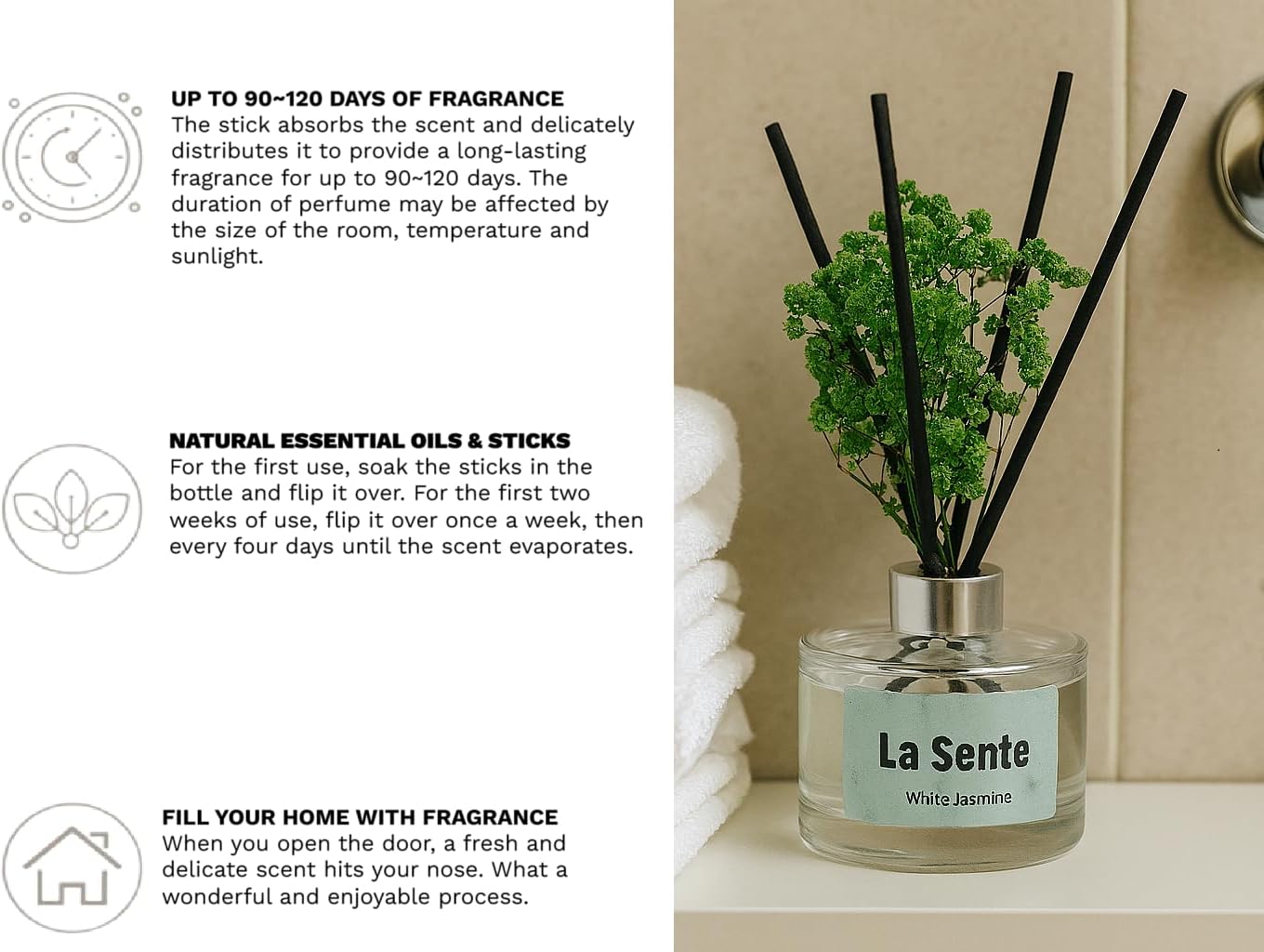 La Sente Reed Diffuser Gift Set with White Jasmine