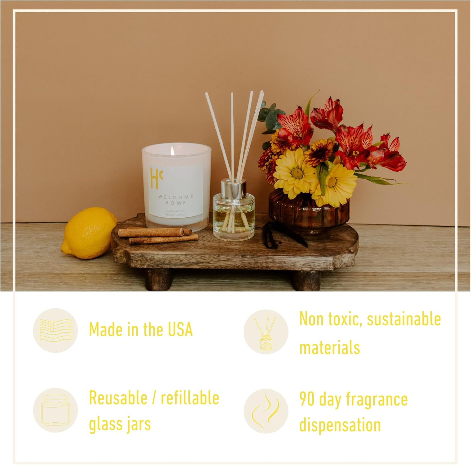 Welcome Home Reed Diffuser - 90 Day Fragrance Non-Toxic Sustainable