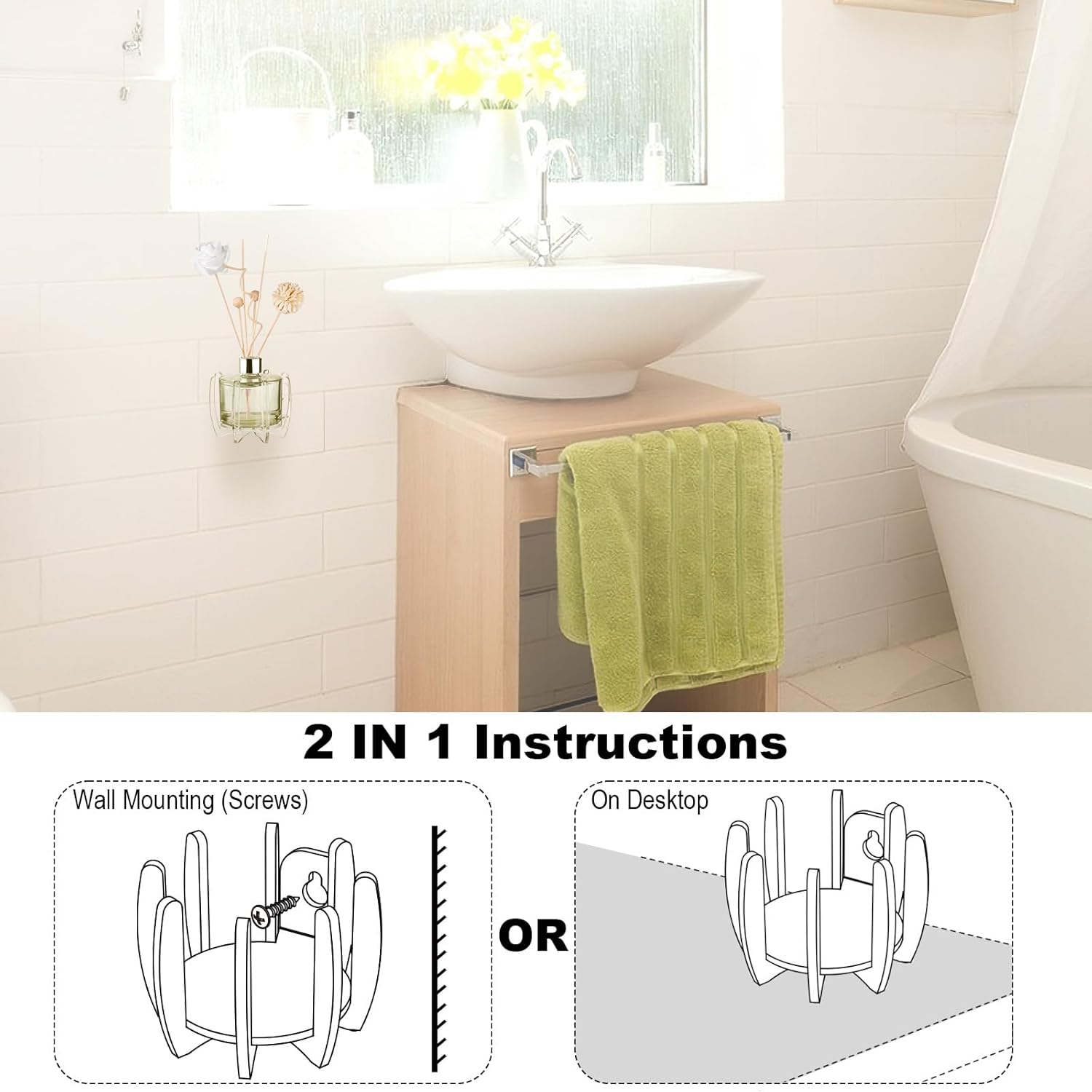 Preserved Flower Reed Diffuser Holder No-Drill Wall Mount