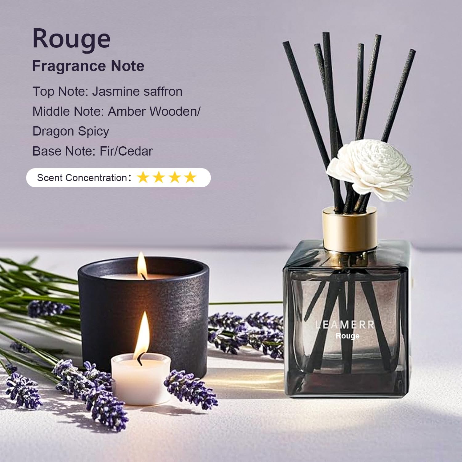 LEAMERR Reed Diffuser Set 61 oz with Rouge Scent