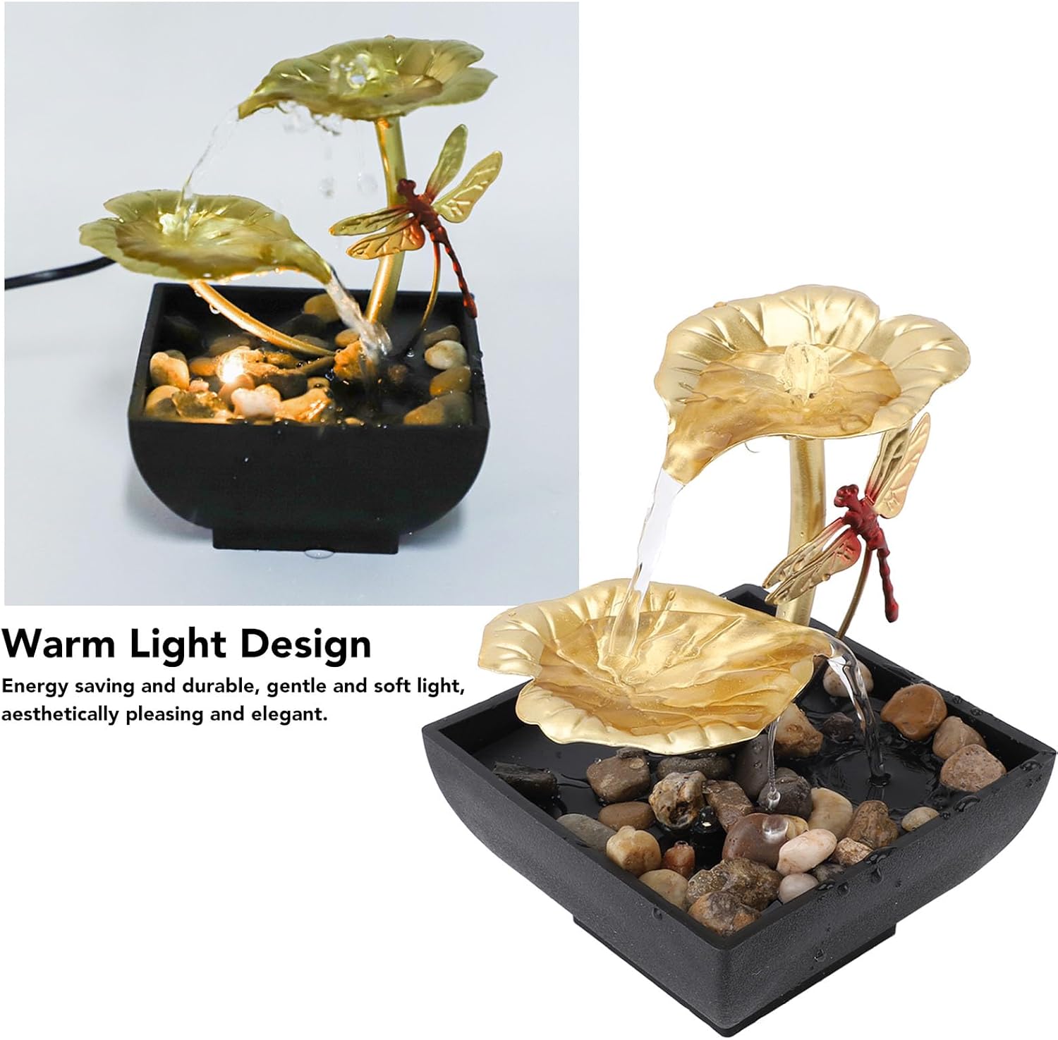 Leaf Dragonfly USB Tabletop Fountain with LED Light