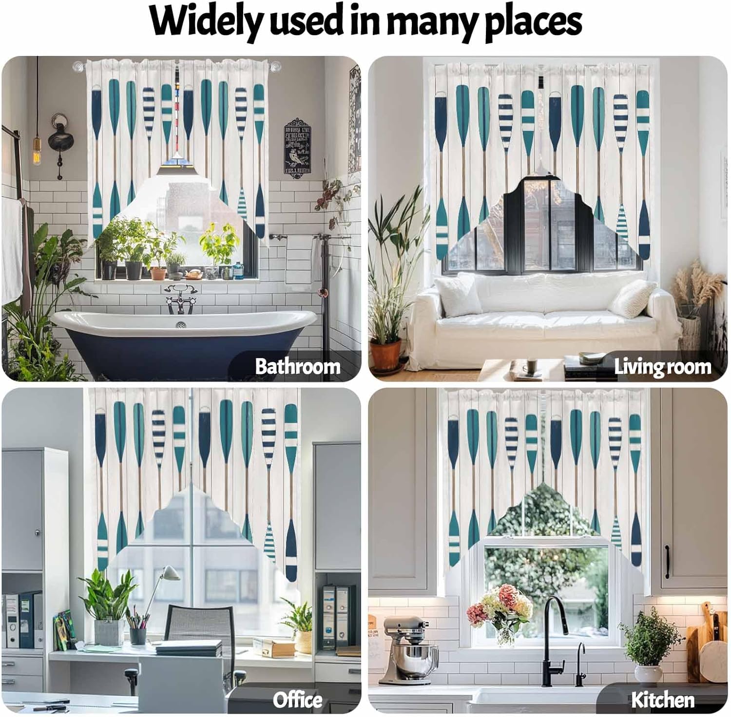 Striped Lake Paddles Swag Valances 2 Panels Set 36 Inch