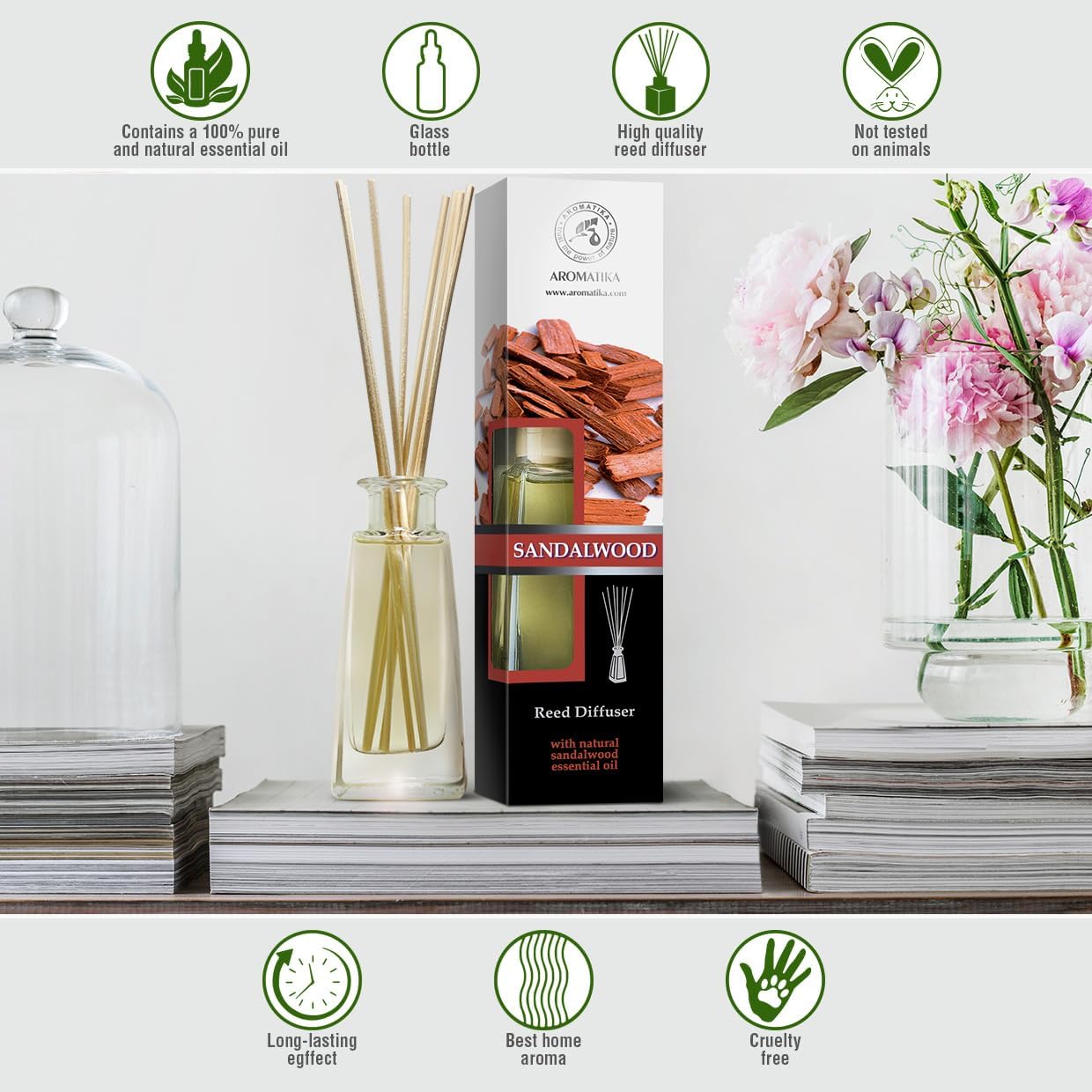 Sandalwood Reed Diffuser 34 Fl Oz - Natural Fragrance Set