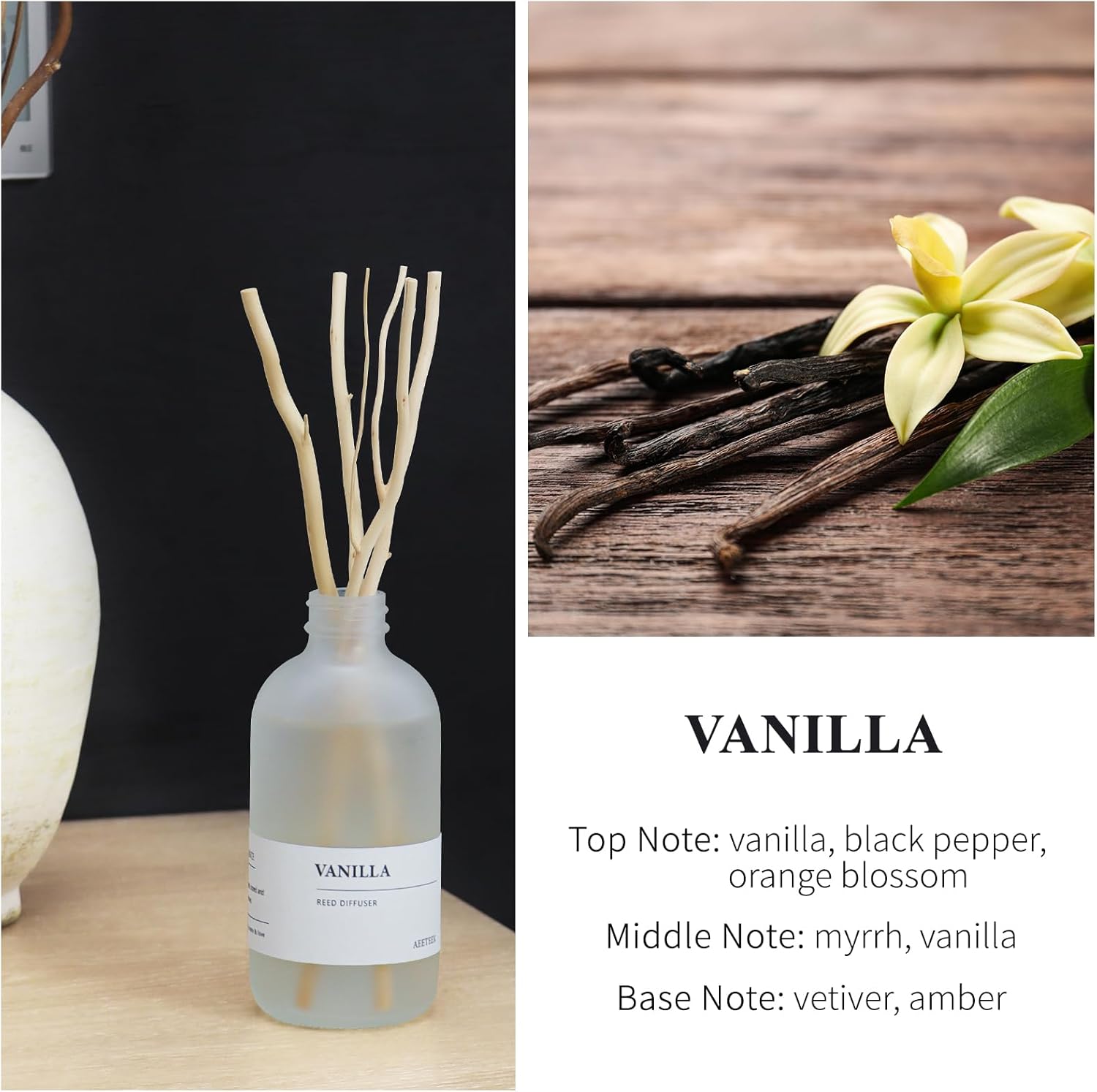 Vanilla Reed Diffuser Set with Willow Branches