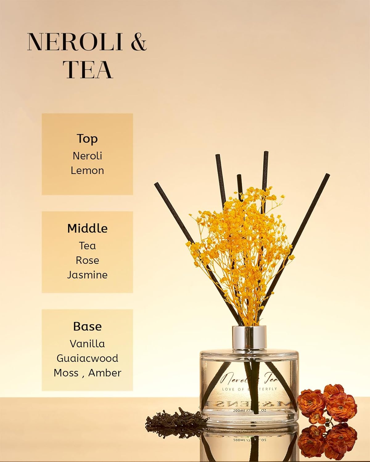 MSENSE Reed Diffuser Set with 7 Sticks