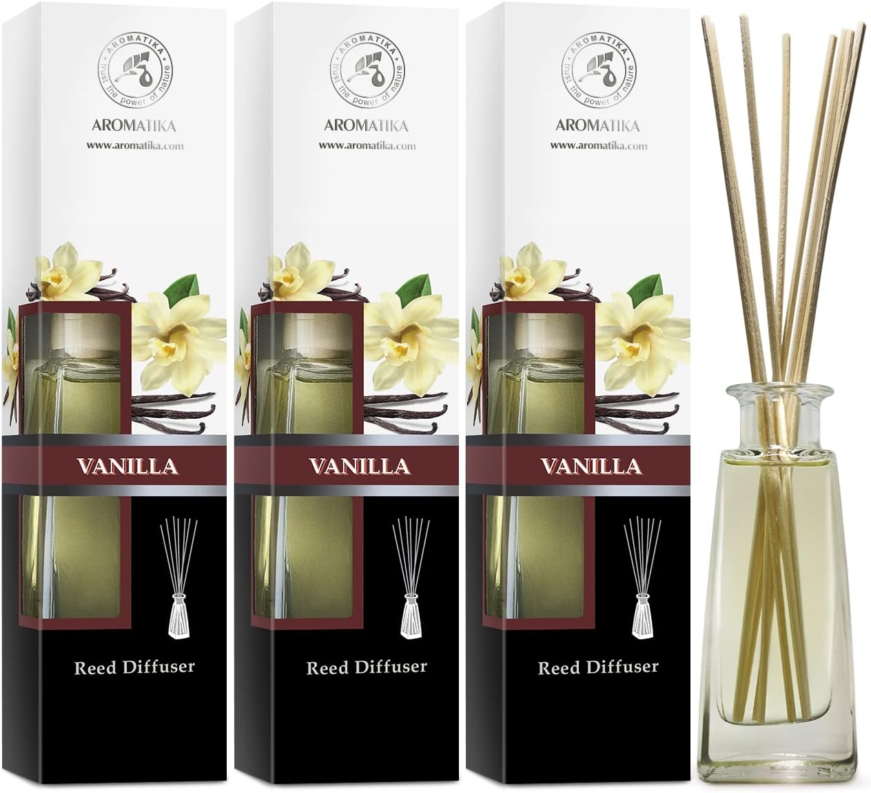 Vanilla Essential Oil Reed Diffuser Set - 3 x 100ml