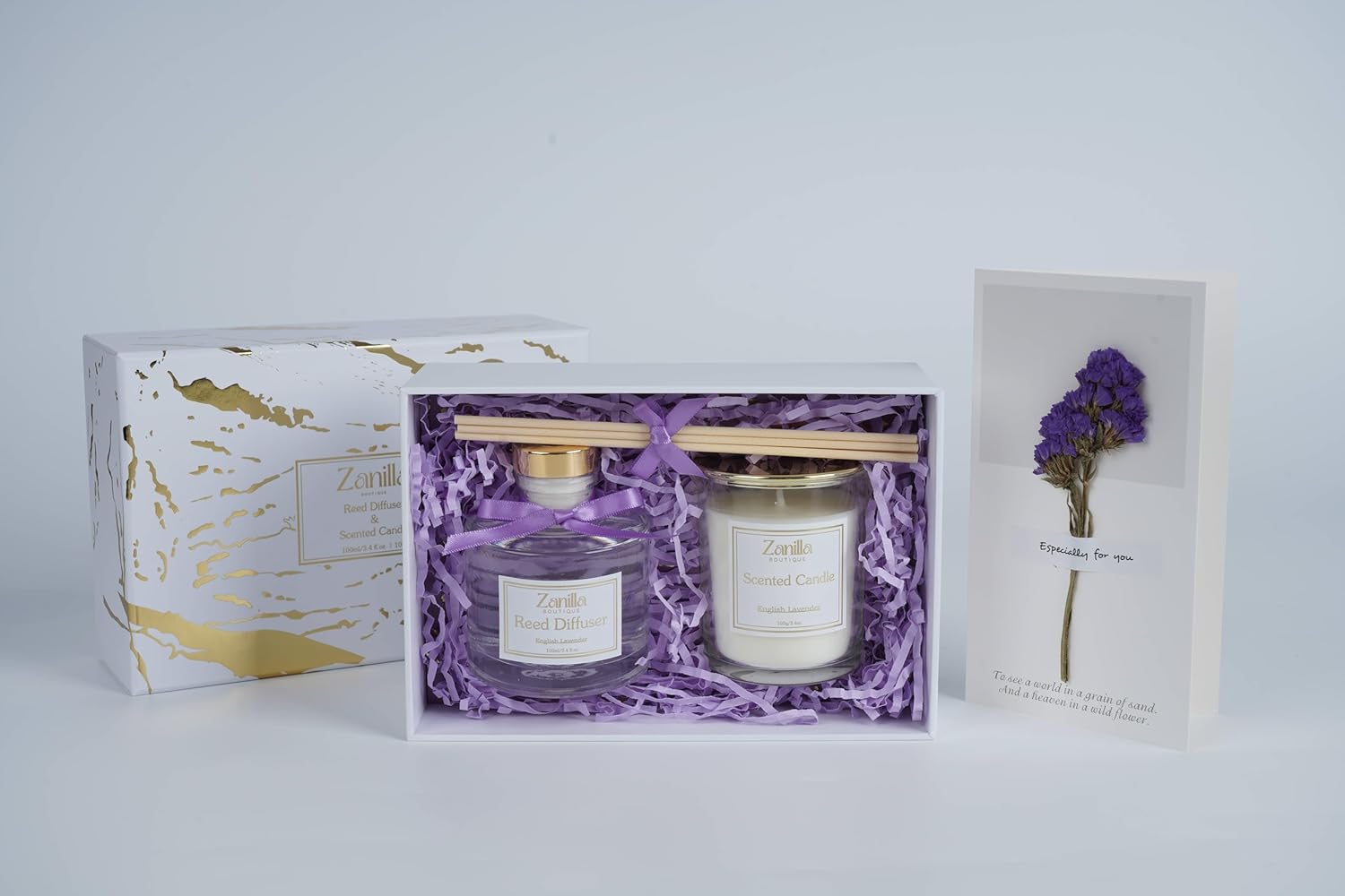 Floral Gift Set with Scented Candle and Reed Diffuser