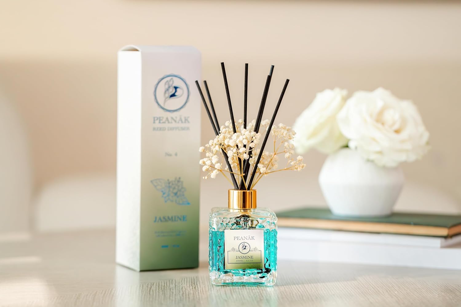 PEANAK Reed Diffuser Set Jasmine Amber Oil