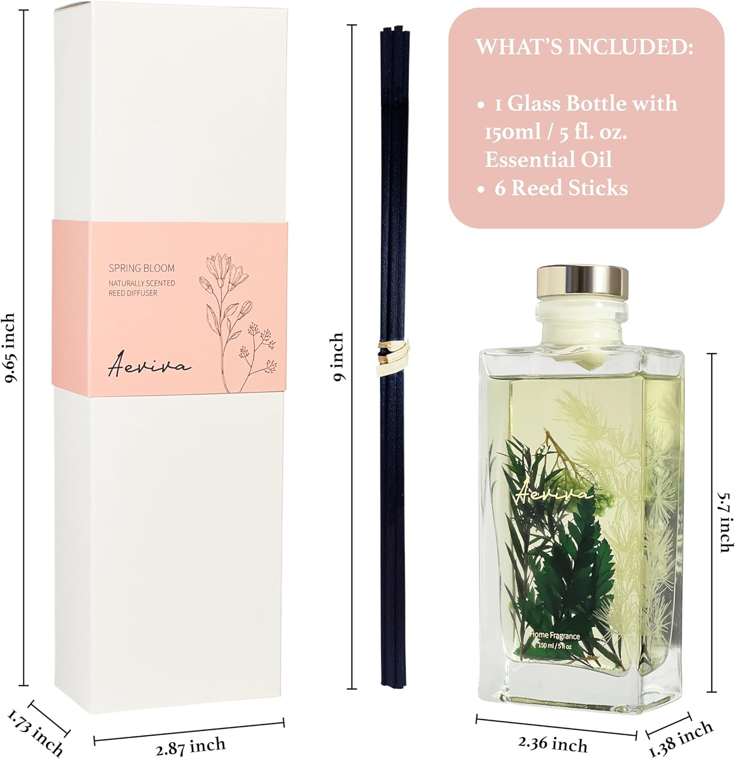 Aeviva Reed Diffuser Set 5 Fl Oz Spring Bloom Fragrance