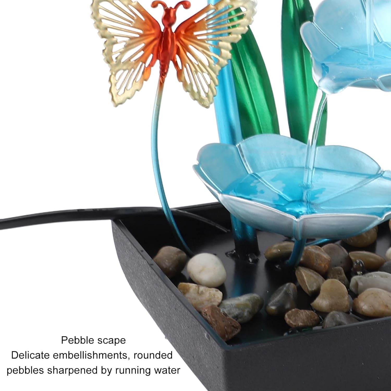 Small Tabletop Waterfall Fountain with LED Light and USB Plug
