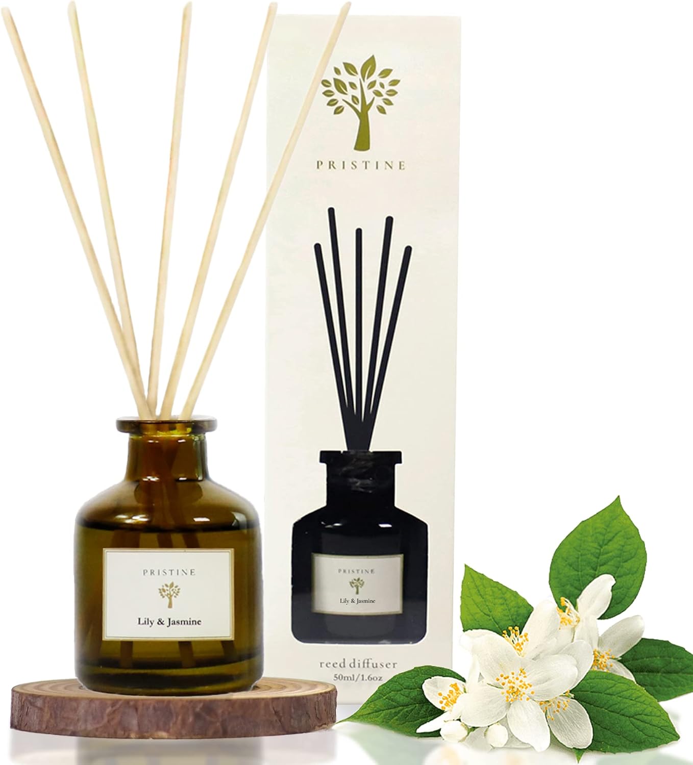 Pristine Lily Jasmine Reed Diffuser Set for Home and Bathroom