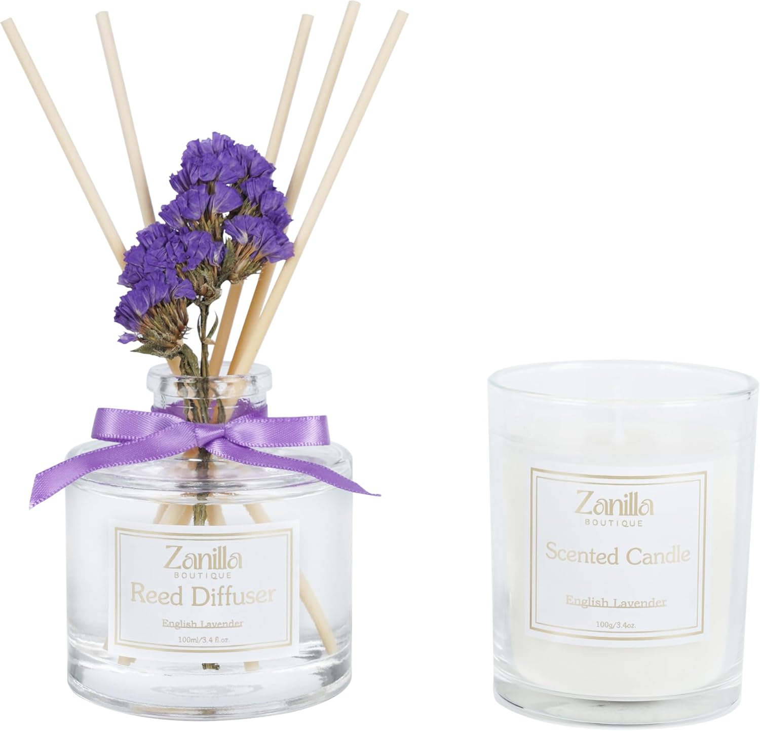 Floral Gift Set with Scented Candle and Reed Diffuser