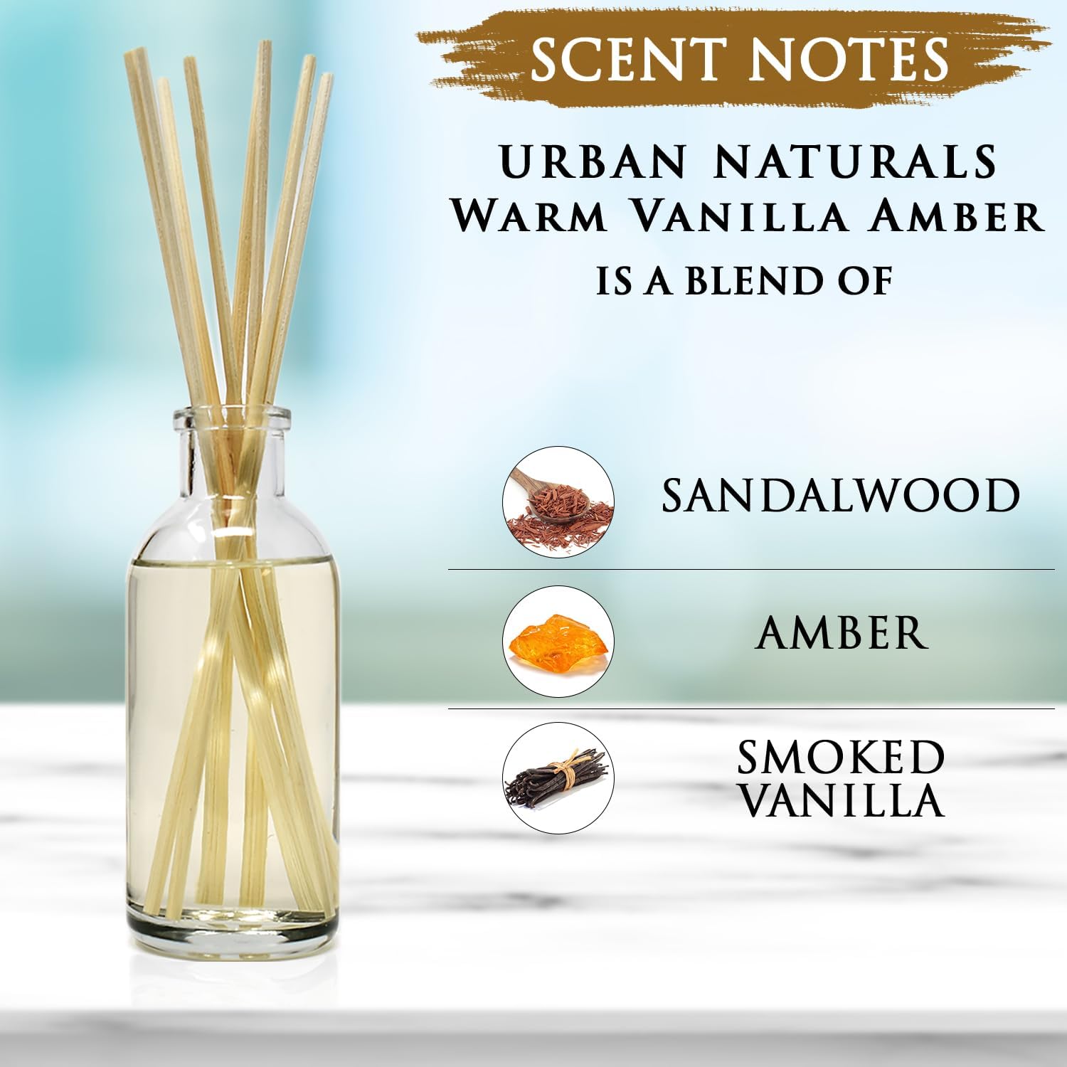 Urban Naturals Warm Vanilla Amber Reed Diffuser Set