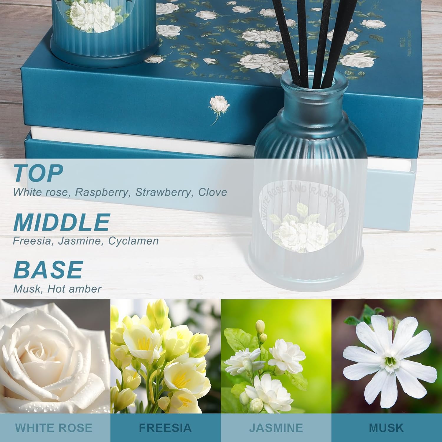 White Rose and Berries Reed Diffuser Set 2 Pack