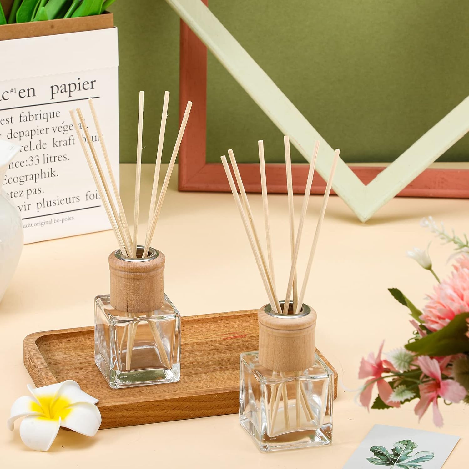 Roshtia 30 Piece Reed Diffuser Set with Wooden Caps and Rattan Sticks