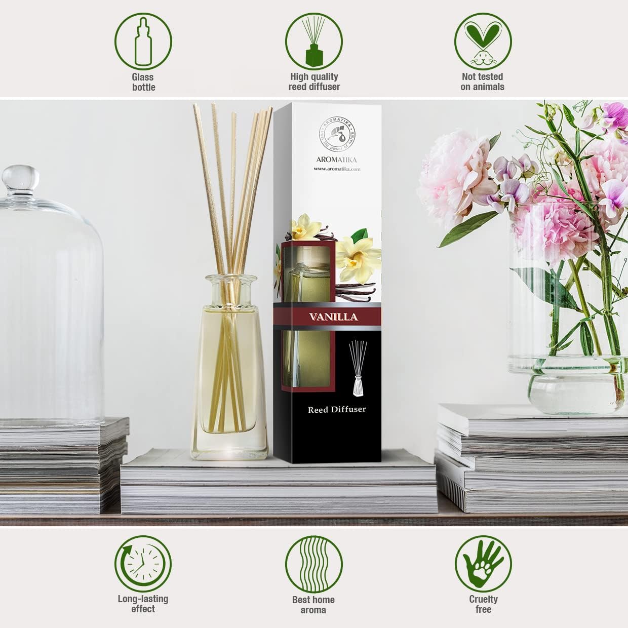 Vanilla Essential Oil Reed Diffuser Set - 3 x 100ml