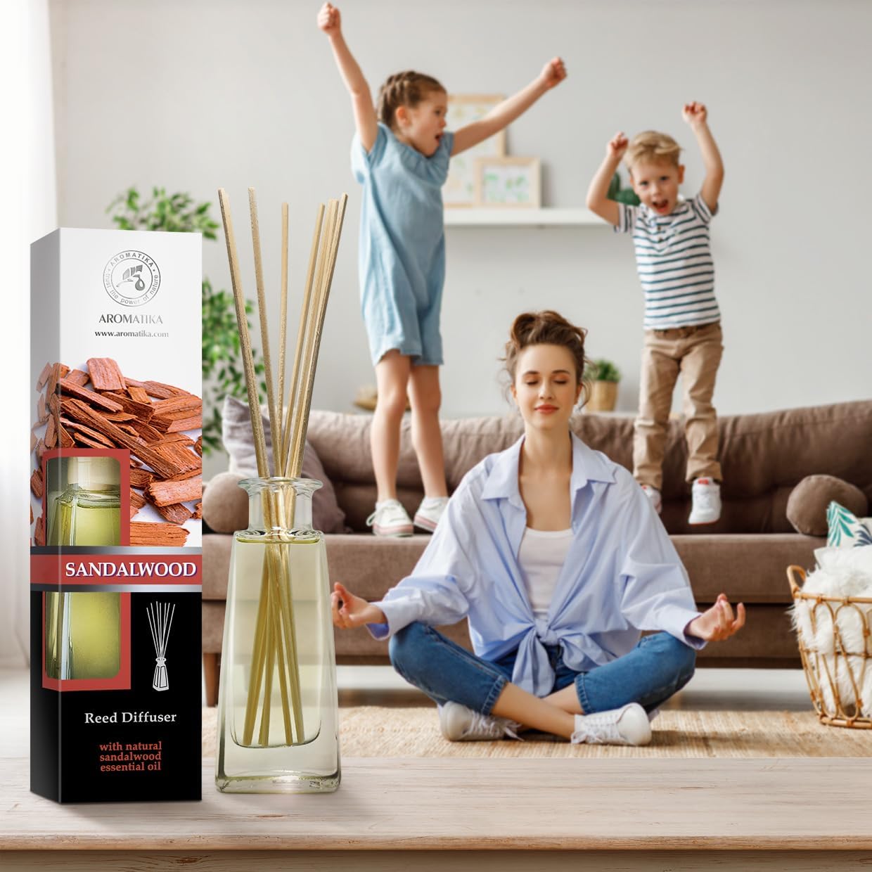 Sandalwood Reed Diffuser 34 Fl Oz - Natural Fragrance Set