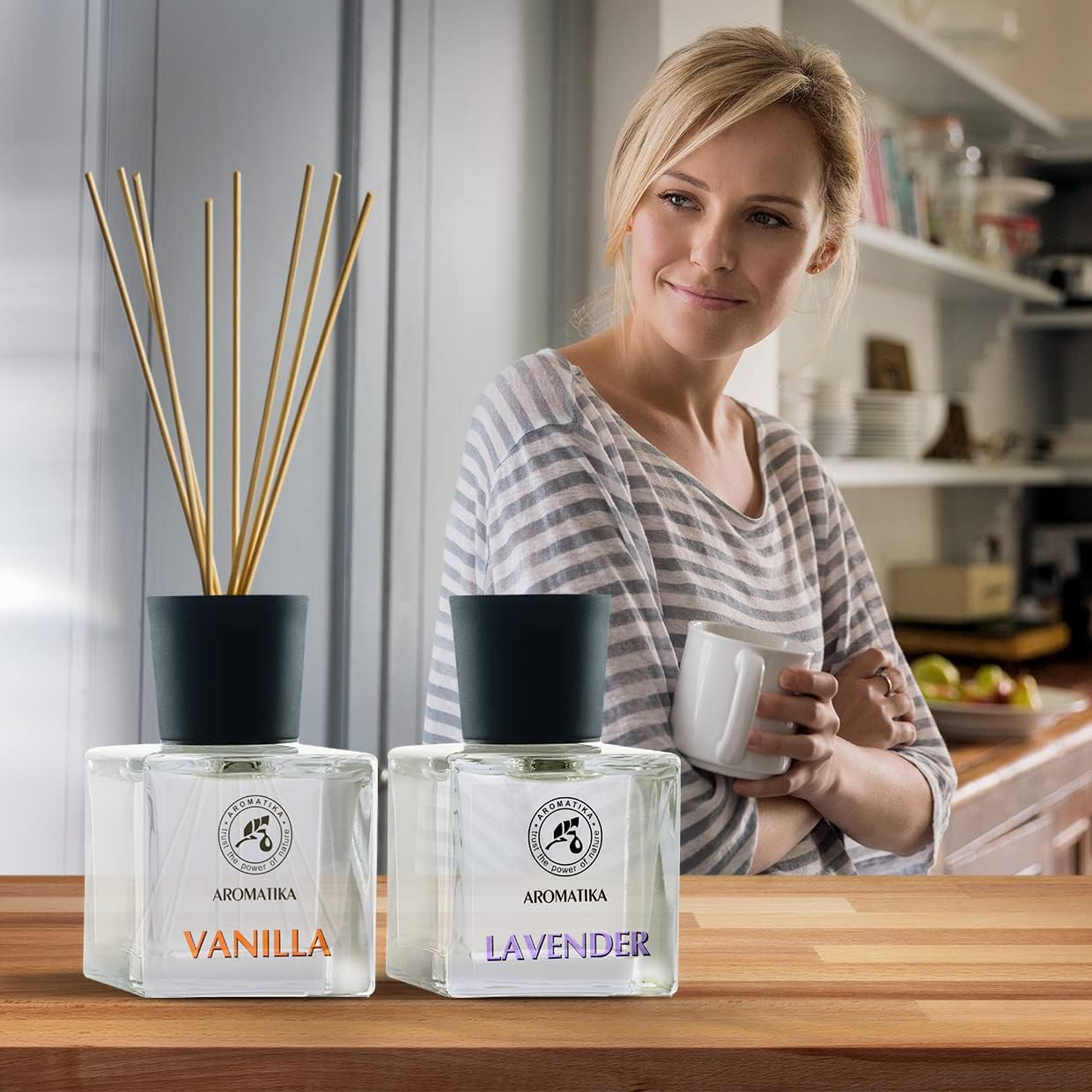 Vanilla Lavender Reed Diffuser Set with Essential Oil