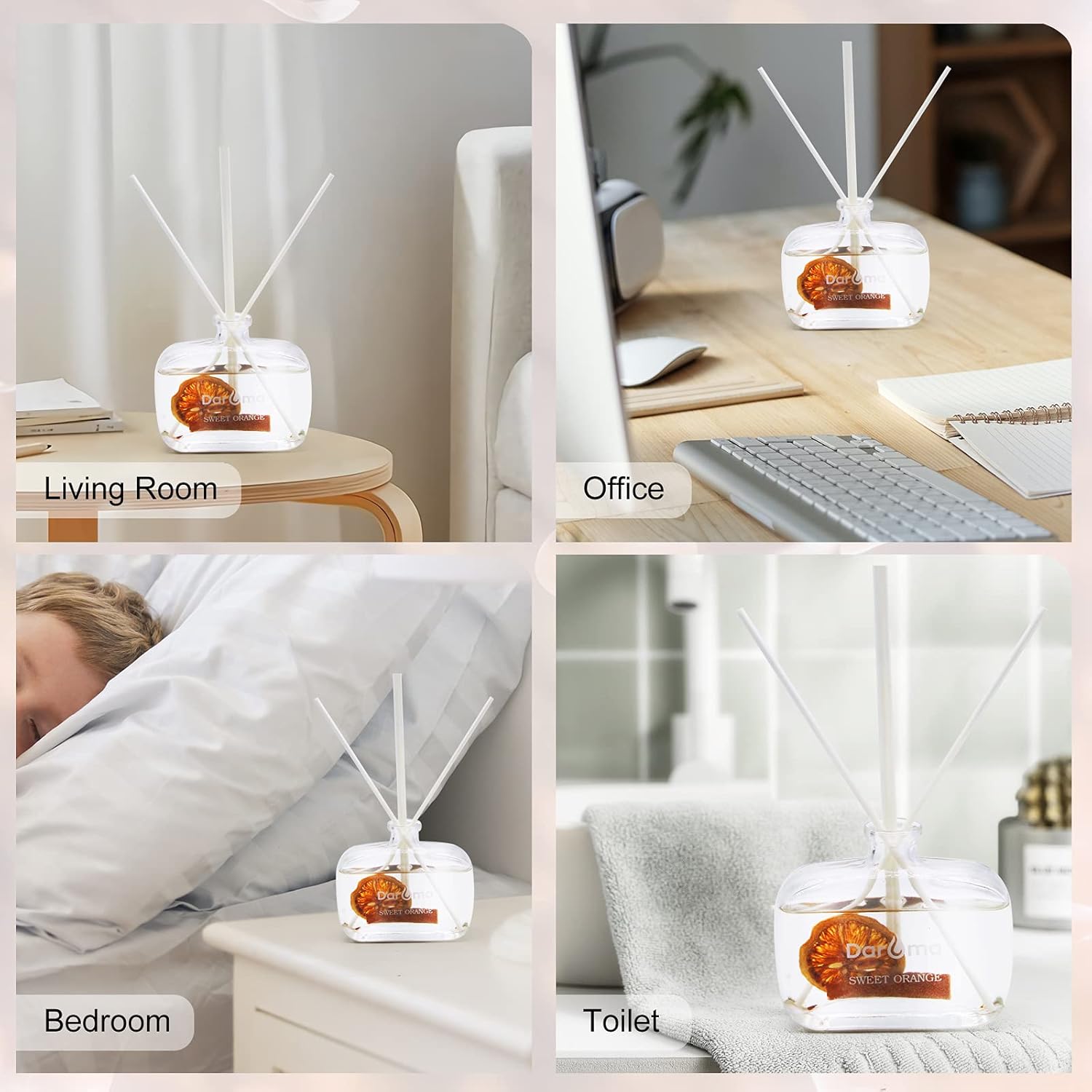 DAROMA Reed Diffuser Set with Dried Flowers and Natural Rattan Sticks
