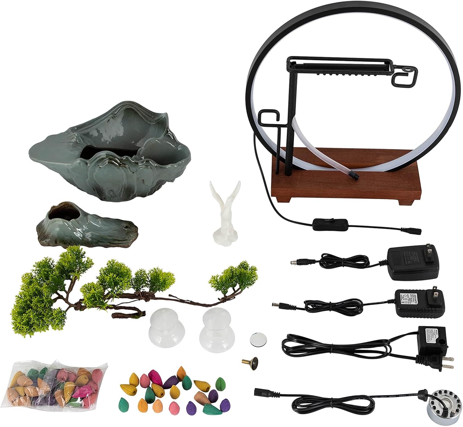 Small Indoor Fountain with LED and Reflux Incense