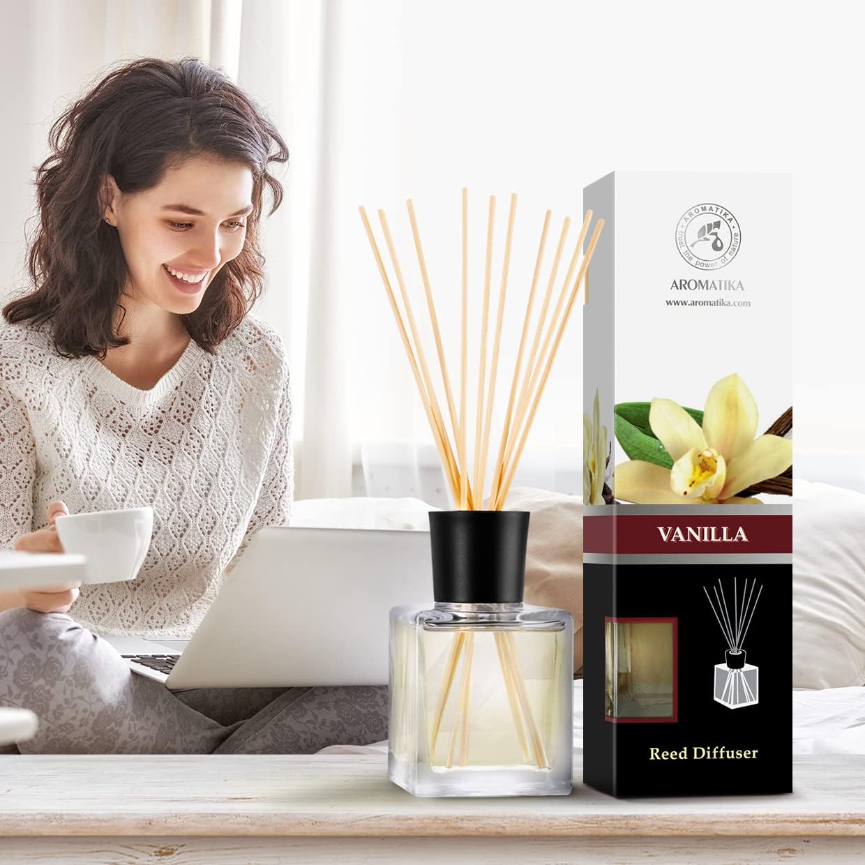 Vanilla Essential Oil Reed Diffuser Set 68 Fl Oz