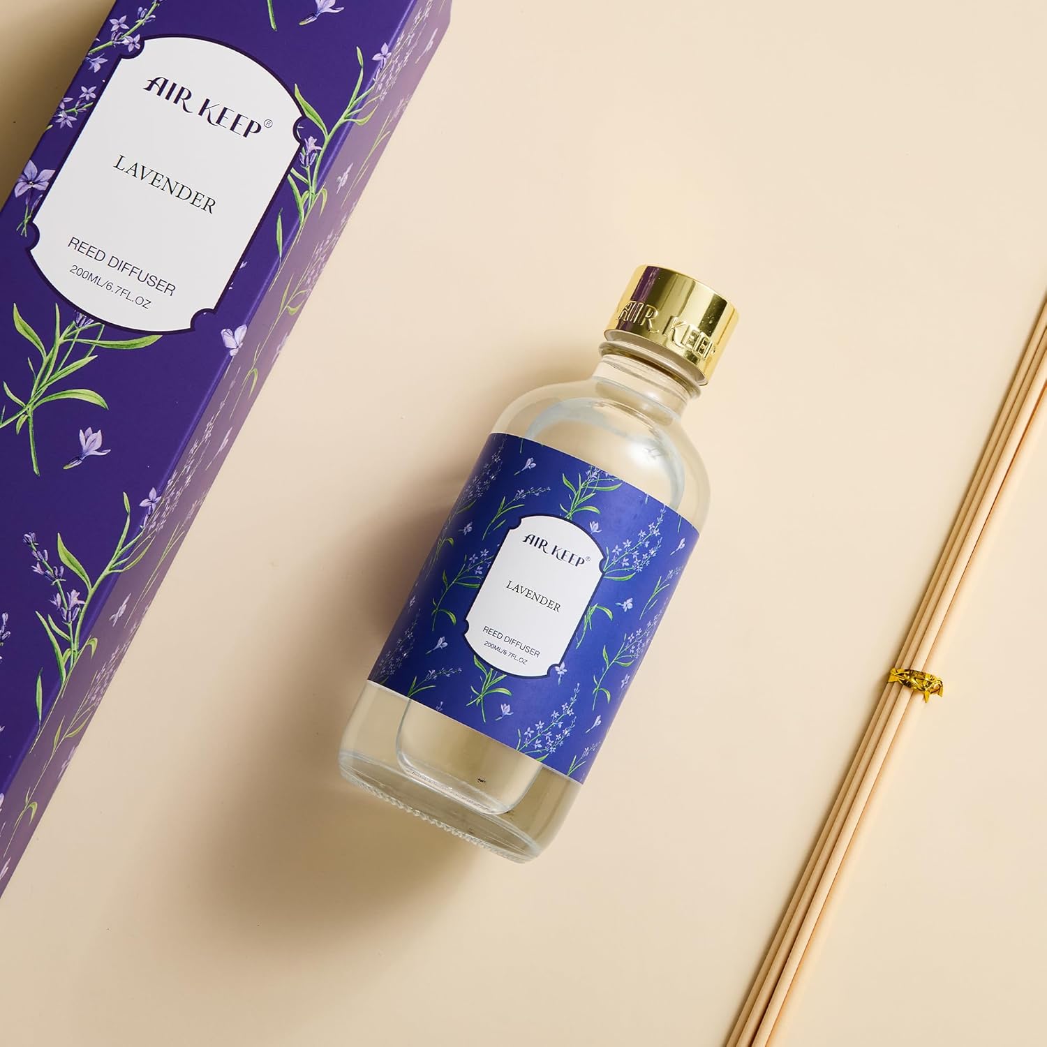 Airkeep Lavender Reed Diffuser Set with 8 Sticks 676 Oz