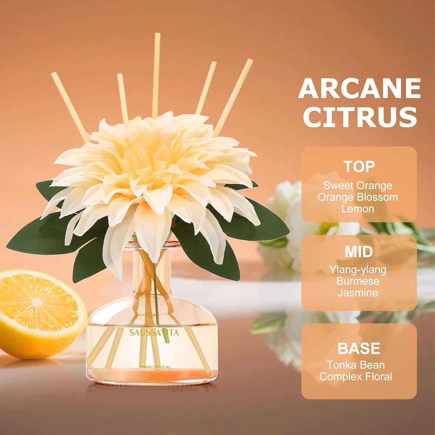Saussavita Reed Diffuser Set Tangerine Scent 71 fl oz
