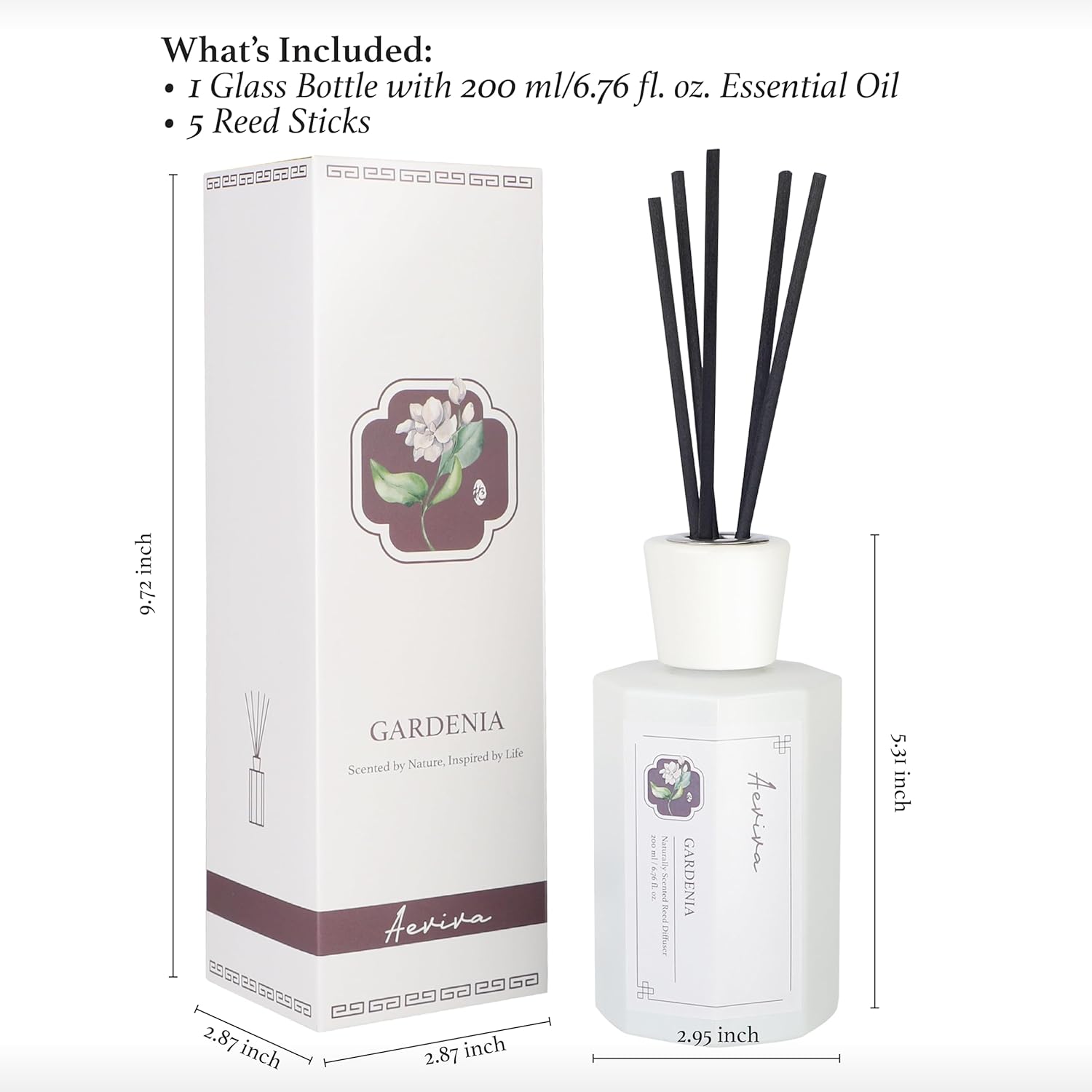 Aeviva Gardenia Reed Diffuser Set - 676 Fl Oz Luxury Aroma