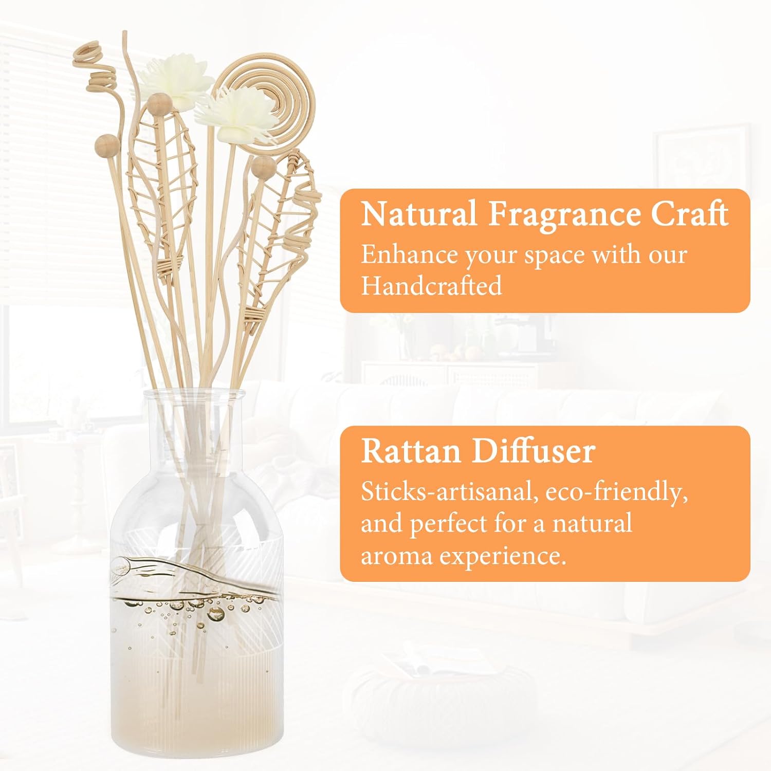 24 Piece Reed Diffuser Set Natural Wood Reeds for Aroma Diffusion