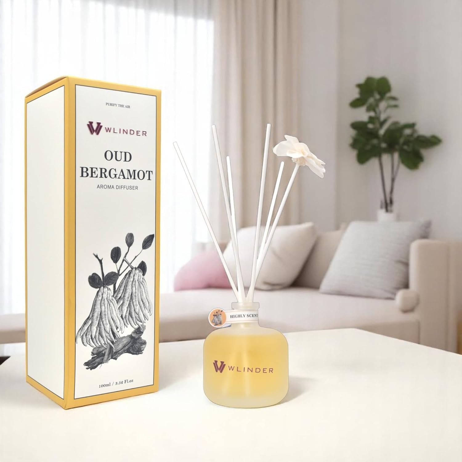 Wlinder Premium Reed Diffuser Set Oud Bergamot