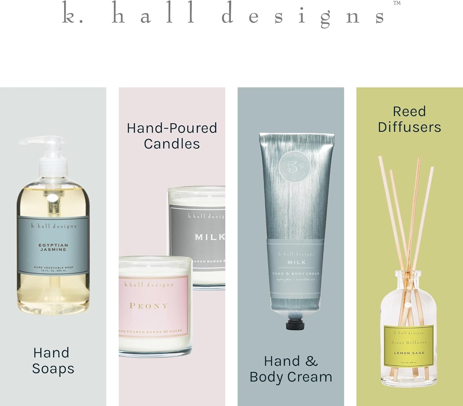 K Hall Designs Washed Cotton Reed Diffuser Set
