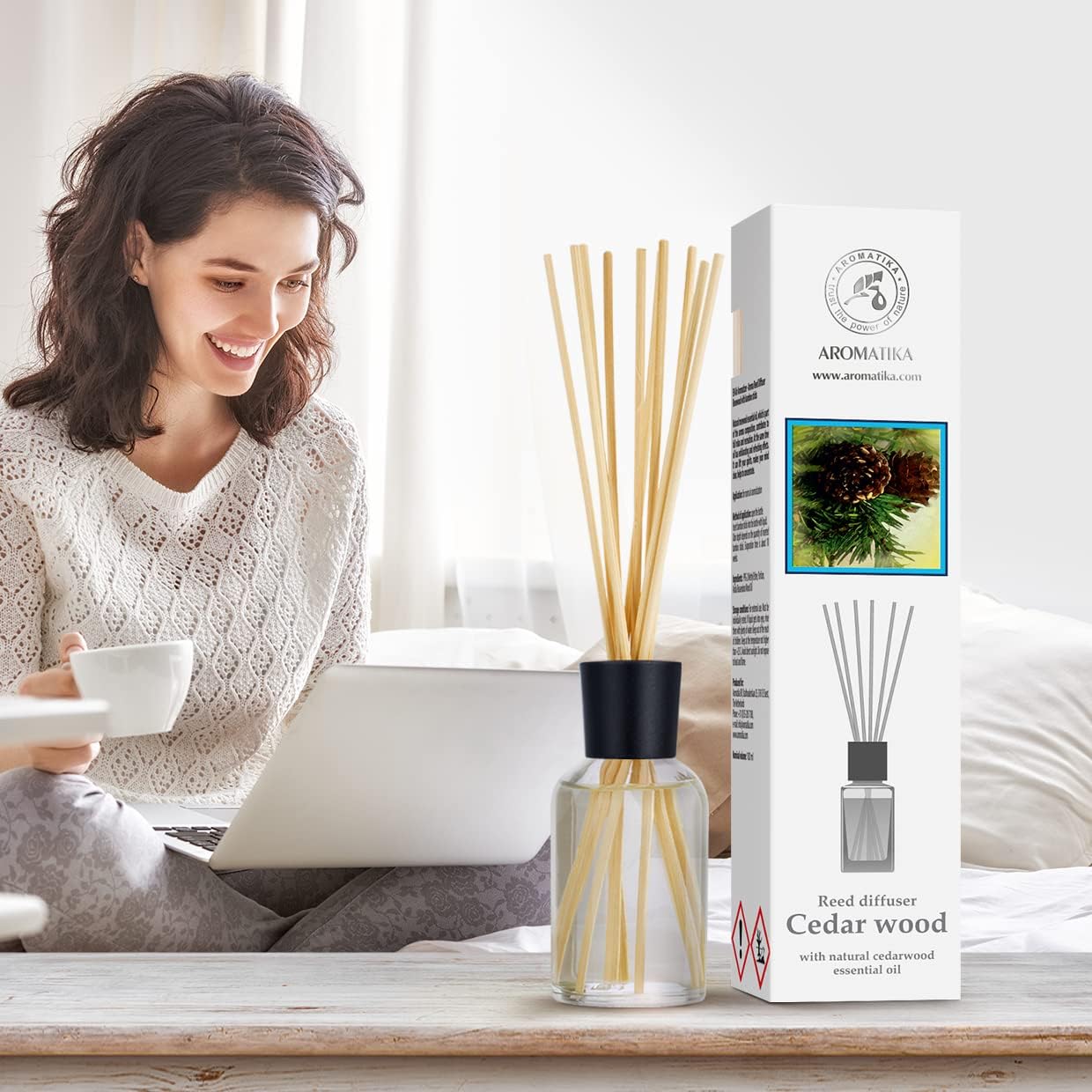 Cedarwood Reed Diffuser 34 Fl Oz - Natural Aromatherapy Set