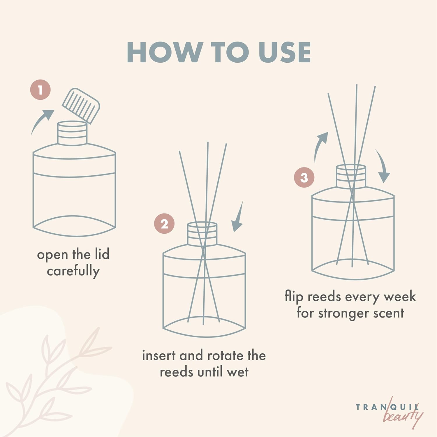 Tranquil Beauty Reed Diffusers Set - Gardenia Scent with Vanilla Amber Wood Bourbon
