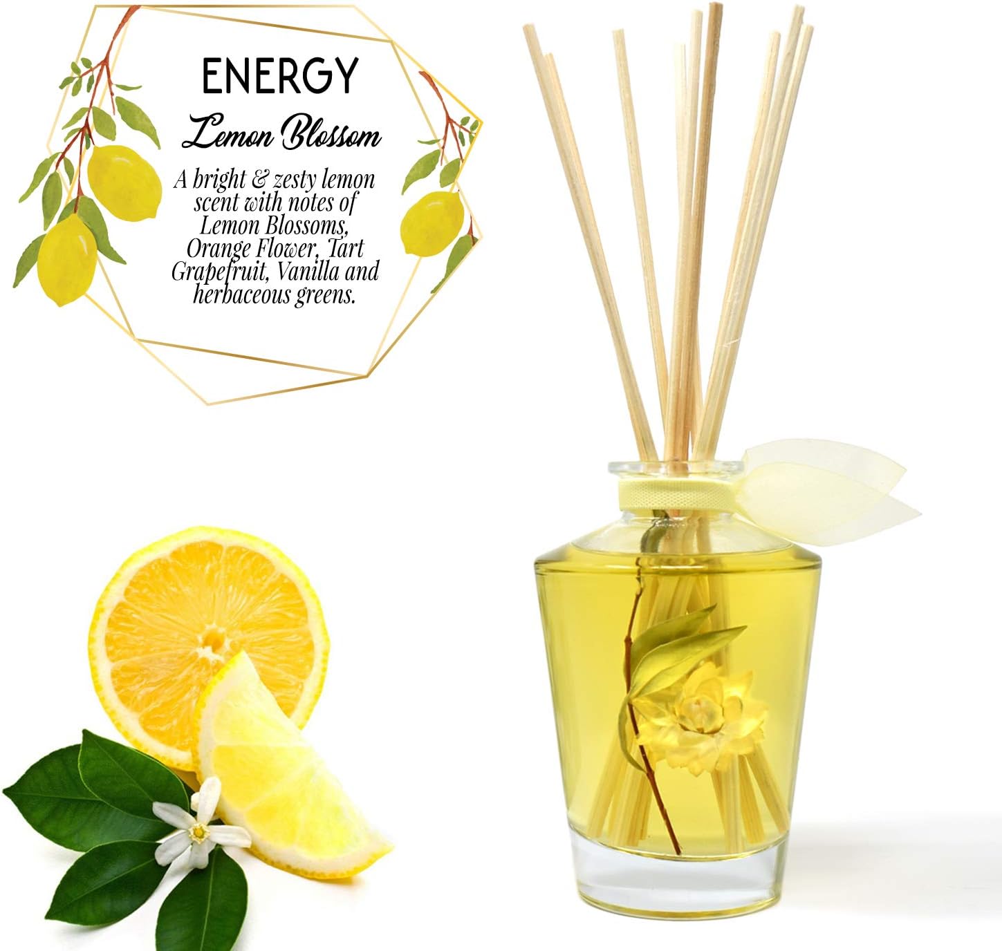 LOVSPA Energy Lemon Blossom Reed Diffuser Set