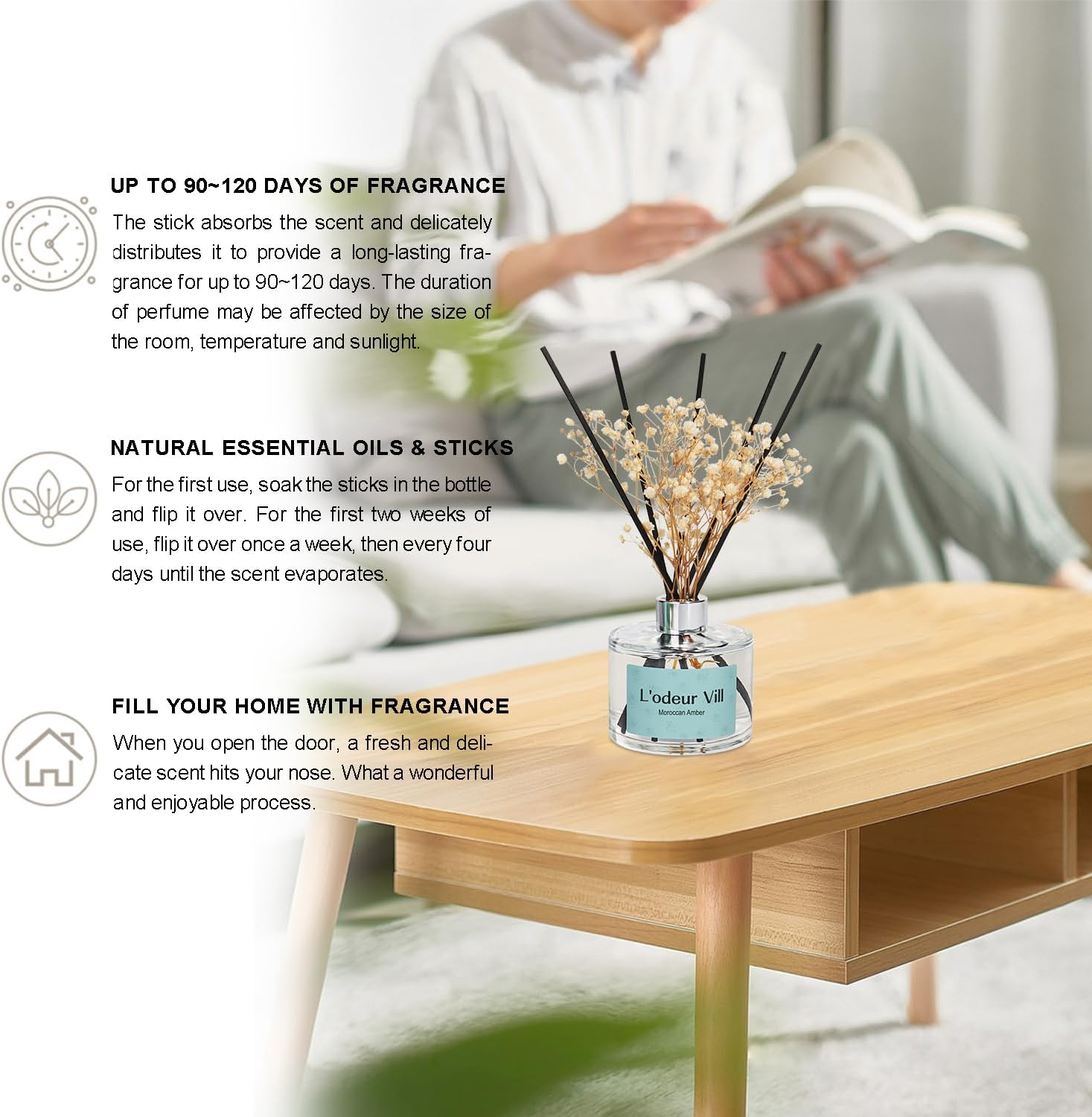 Lodeur Vill Reed Diffuser Set Moroccan Amber