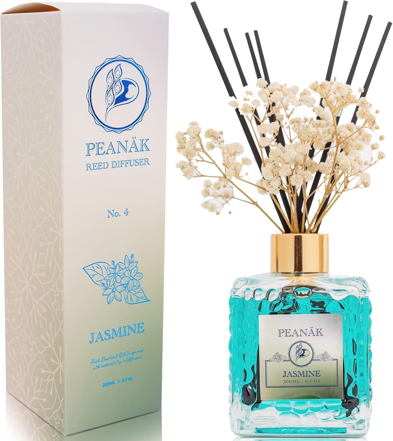 PEANAK Reed Diffuser Set Jasmine Amber Oil