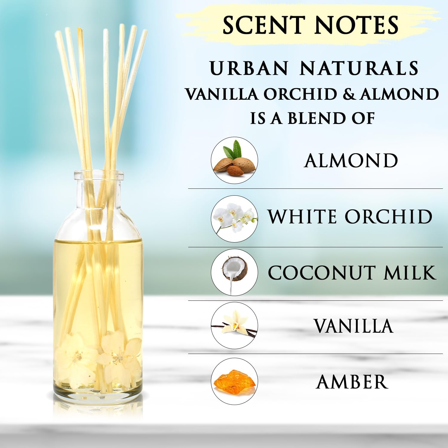 Urban Naturals Vanilla Orchid and Almond Reed Diffuser Set